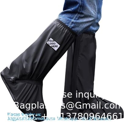 Couvertures de chaussures imperméables à l'eau, couvertures de chaussures de pluie pliables réutilisables avec fermeture à glissière, antidérapant, réflecteur, équipement de pluie pour hommes, femmes