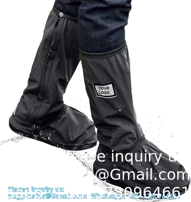 Couvertures de chaussures imperméables à l'eau, couvertures de chaussures de pluie pliables réutilisables avec fermeture à glissière, antidérapant, réflecteur, équipement de pluie pour hommes, femmes