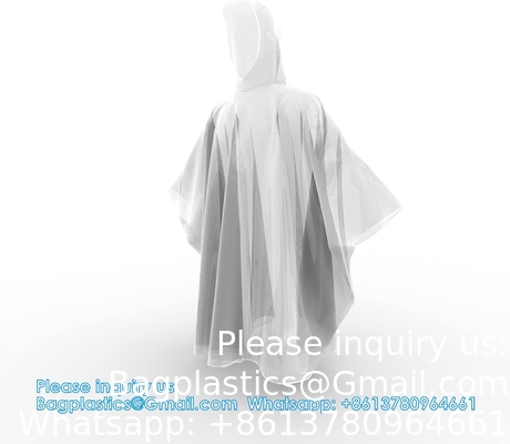 Ponchos jetables pour adultes avec capuchon, équipement de pluie d'urgence pour le camping, la randonnée, la marche, regarder des jeux