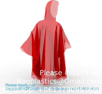 Ponchos jetables pour adultes avec capuchon, équipement de pluie d'urgence pour le camping, la randonnée, la marche, regarder des jeux