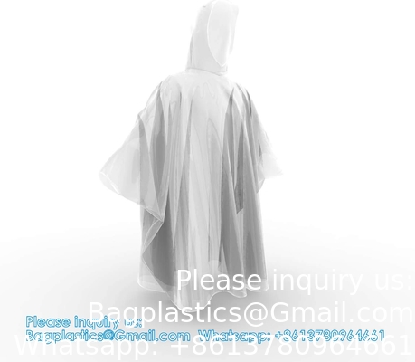 Ponchos jetables pour adultes avec capuchon, équipement de pluie d'urgence pour le camping, la randonnée, la marche, regarder des jeux