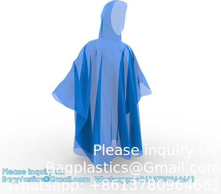 Ponchos jetables pour adultes avec capuchon, équipement de pluie d'urgence pour le camping, la randonnée, la marche, regarder des jeux