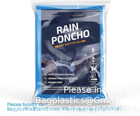 Ponchos jetables pour adultes avec capuchon, équipement de pluie d'urgence pour le camping, la randonnée, la marche, regarder des jeux