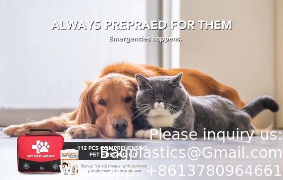 Kit de premiers secours pour animaux de compagnie, fournitures infirmières de 105 pièces avec collier d'urgence, instructions de premiers secours et plus idéal pour la maison