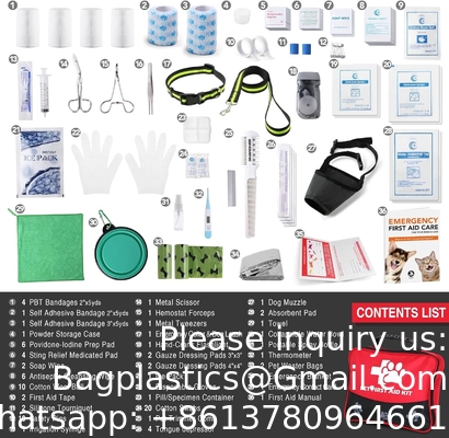 Kit de premiers secours pour animaux de compagnie, fournitures infirmières de 105 pièces avec collier d'urgence, instructions de premiers secours et plus idéal pour la maison