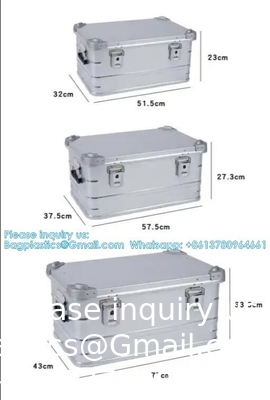 Boîte de rangement pour voiture en alliage d'aluminium Équipement de camping Véhicule de voyage Contenant monté Boîte de rangement de grande capacité