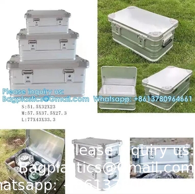 Boîte de rangement pour voiture en alliage d'aluminium Équipement de camping Véhicule de voyage Contenant monté Boîte de rangement de grande capacité