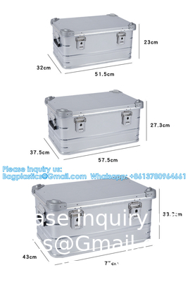 Boîte de rangement pour voiture en alliage d'aluminium Équipement de camping Véhicule de voyage Contenant monté Boîte de rangement de grande capacité