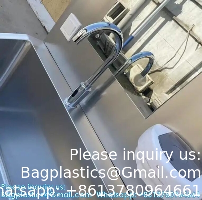 Lave-linge à double lavage à la main avec capteur automatique ou pédale personnalisée 304 induction d'égout en acier inoxydable