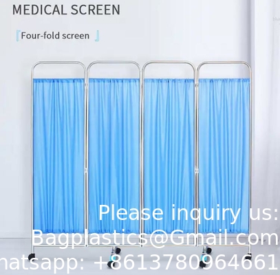 Écran de salle d'hospitalisation mobile en acier inoxydable médical avec roues