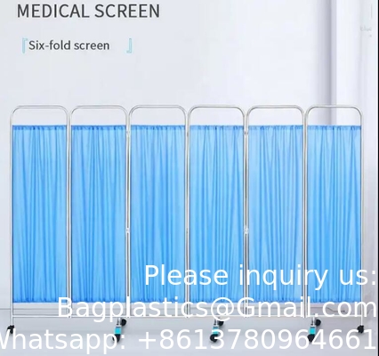 Écran de salle d'hospitalisation mobile en acier inoxydable médical avec roues