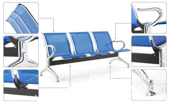 Argent 3 4 5 sièges en acier inoxydable Chaise d'accompagnement Chaise d'attente d'hôpital Chaise d'attente d'aéroport Banquette