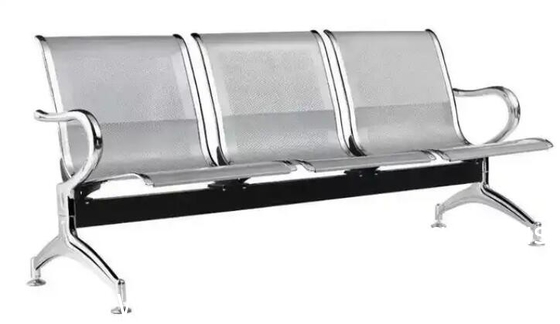 Argent 3 4 5 sièges en acier inoxydable Chaise d'accompagnement Chaise d'attente d'hôpital Chaise d'attente d'aéroport Banquette
