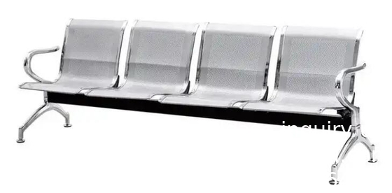 Argent 3 4 5 sièges en acier inoxydable Chaise d'accompagnement Chaise d'attente d'hôpital Chaise d'attente d'aéroport Banquette