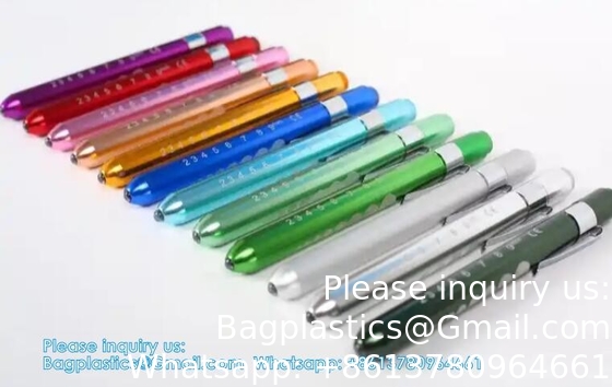 OEM Alloy d'aluminium Lumière de stylo infirmier Médecin Torche personnalisée Lumière de stylo médical à LED avec jauge de pupille Pour infirmière