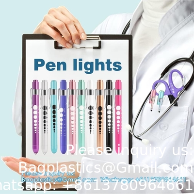 OEM Alloy d'aluminium Lumière de stylo infirmier Médecin Torche personnalisée Lumière de stylo médical à LED avec jauge de pupille Pour infirmière