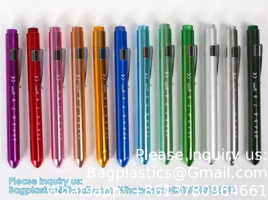 OEM Alloy d'aluminium Lumière de stylo infirmier Médecin Torche personnalisée Lumière de stylo médical à LED avec jauge de pupille Pour infirmière