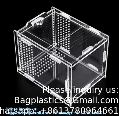 Terrarium de reptiles acrylique à vue dégagée boîte acrylique transparente boîte d'alimentation pour petits animaux insecte