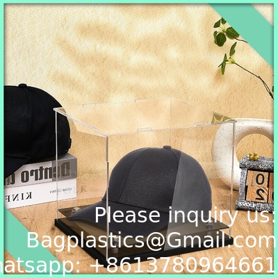 Casse d'affichage acrylique transparente, boîte d'affichage auto-assemblable avec base acrylique noire, boîte de comptoir Cube Organizer Stand Riser