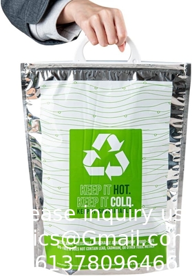 11.8 x 5.9 x 15 pouces sac chaud et froid, 1 sac isolé à trois couches - poignées de verrouillage rapide, étanche, vert et argenté