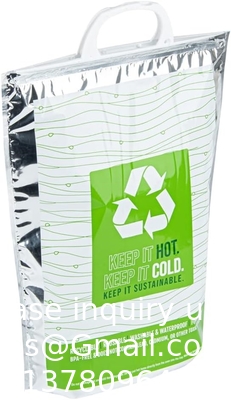 11.8 x 5.9 x 15 pouces sac chaud et froid, 1 sac isolé à trois couches - poignées de verrouillage rapide, étanche, vert et argenté