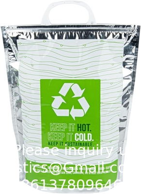 11.8 x 5.9 x 15 pouces sac chaud et froid, 1 sac isolé à trois couches - poignées de verrouillage rapide, étanche, vert et argenté