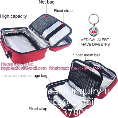 Cooler à l'insuline Sacoche de voyage Diabète Médicaments Cooler sac Diabète Organisez les médicaments avec 4 sacs de glace
