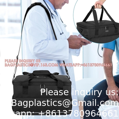 Gros sac médical isolé avec diviseurs réglables, sac de traumatisme facile à nettoyer, sac de stockage de fournitures médicales pour la maison