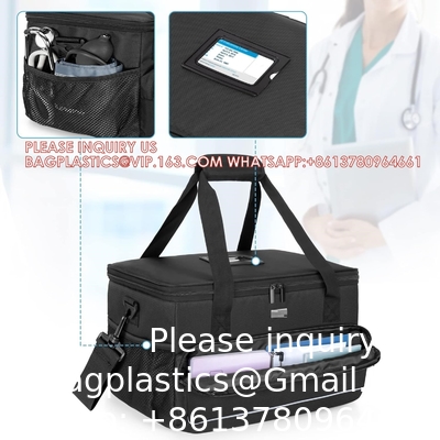 Gros sac médical isolé avec diviseurs réglables, sac de traumatisme facile à nettoyer, sac de stockage de fournitures médicales pour la maison