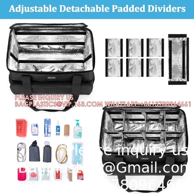 Gros sac médical isolé avec diviseurs réglables, sac de traumatisme facile à nettoyer, sac de stockage de fournitures médicales pour la maison