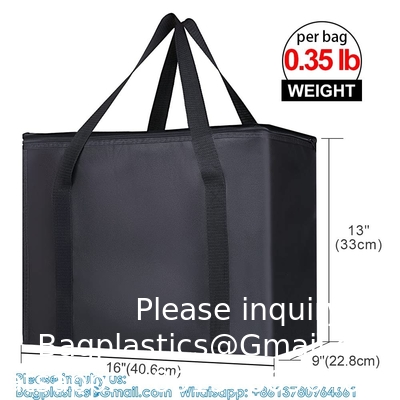 Emballage de sacs d'épicerie réutilisables isolés avec fermeture à glissière, X-Large, aliments surgelés froids, rafraîchissants, rouge