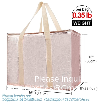 Sac de livraison d'aliments isolé avec fond dur, refroidisseur/sacs chauffants d'épicerie à grande taille isolé XXX, sac à gâteaux