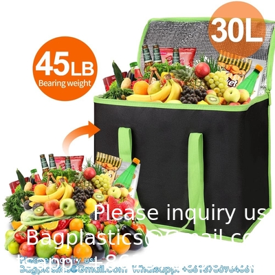 Sac de livraison d'aliments isolé avec fond dur, refroidisseur/sacs chauffants d'épicerie à grande taille isolé XXX, sac à gâteaux