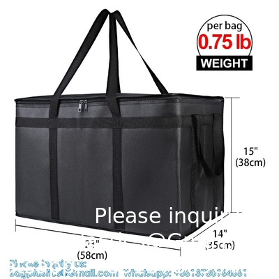 Emballez des sacs d'épicerie isolés supplémentaires, gros bleus, réutilisables, pizza, robustes, recyclables, réutilisables