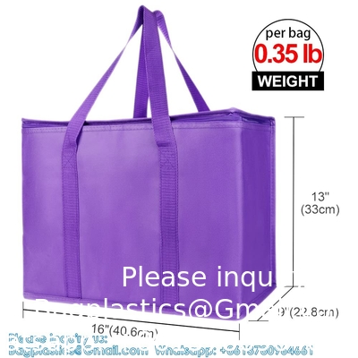 Sac de livraison d'aliments et d'épiceries isolé XL durable, recyclable - Pour la restauration, les restaurants, les chauffeurs de livraison