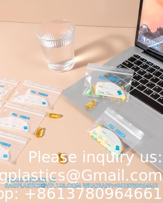 Sacs à pilules - (4&quot; x 2,75&quot;) épaisseur est de 6 Mil, sac de pilules en plastique portable contenant des vitamines, des suppléments, des médicaments