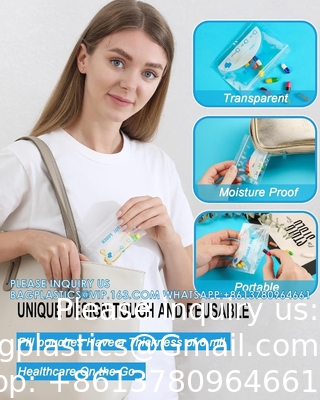 Sacs à pilules - (4&quot; x 2,75&quot;) épaisseur est de 6 Mil, sac de pilules en plastique portable contenant des vitamines, des suppléments, des médicaments