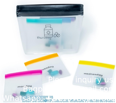 Ensemble de sacs de pilules, organisateurs de pilules à fermeture à glissière, grand contenant de pilules de voyage réutilisable, sacs de médicaments colorés, organiser