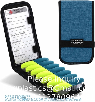 Pilule pliable magnétique organisateur supplément de cas Pour la médecine en vente libre, Vitamines sur ordonnance-14 Slots, Turquoise