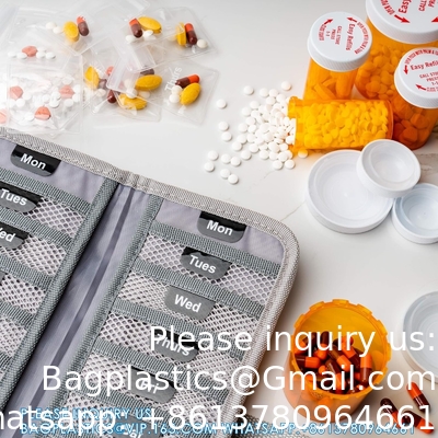 Organiseur de pilules + boîtier de supplément pour médecine en vente libre, prescription + vitamines - 14 sacs étiquetés du lundi au dimanche