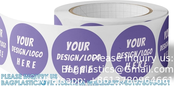 Étiquettes en rouleau BOPP circulaire/carré - Autocollants personnalisés pour le logo de l'entreprise, la fête, les cadeaux de mariage, la douche pour bébé