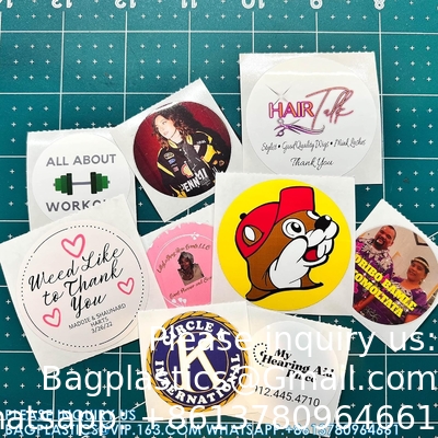 Étiquettes en rouleau BOPP circulaire/carré - Autocollants personnalisés pour le logo de l'entreprise, la fête, les cadeaux de mariage, la douche pour bébé