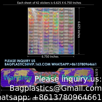 - Des autocollants anti-violation holographiques - du ruban adhésif anti-violation - garantie nulle si elle est retirée - des numéros de série individuels - gros