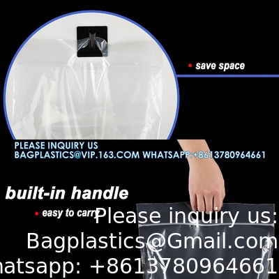 Sacs de rangement à fermeture à glissière Sacs à fermeture à glissière en plastique Sacs en plastique à fermeture à glissière transparents Sacs en plastique élargissables Sacs de fond avec poignée de transport
