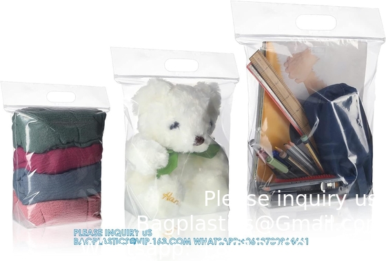 Sacs de rangement à fermeture à glissière Sacs à fermeture à glissière en plastique Sacs en plastique à fermeture à glissière transparents Sacs en plastique élargissables Sacs de fond avec poignée de transport