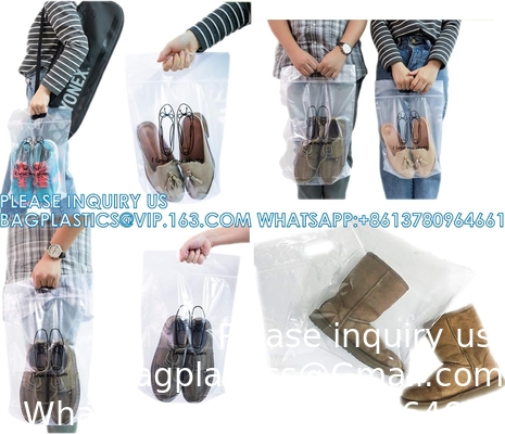 Sacs de rangement à fermeture à glissière Sacs à fermeture à glissière en plastique Sacs en plastique à fermeture à glissière transparents Sacs en plastique élargissables Sacs de fond avec poignée de transport