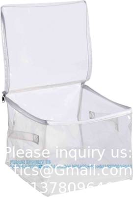 Sac de rangement organisateur clair, poignées solides et fermetures à glissière pour le collège, les fournitures de déménagement, les décorations de Noël, la couronne