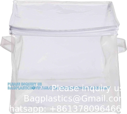 Sac de rangement organisateur clair, poignées solides et fermetures à glissière pour le collège, les fournitures de déménagement, les décorations de Noël, la couronne
