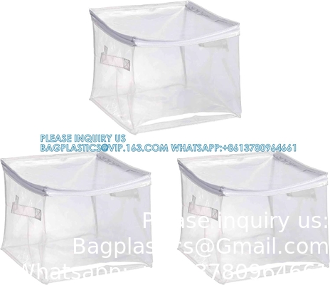 Sac de rangement organisateur clair, poignées solides et fermetures à glissière pour le collège, les fournitures de déménagement, les décorations de Noël, la couronne