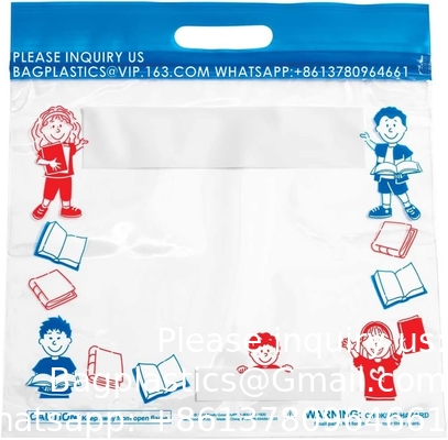 Sacs de rangement pressés et scellés, sacs coulissants en métal, sacs à fermeture à glissière en métal plastique épais extra-grand, sacs à livres pour classe pour enfants